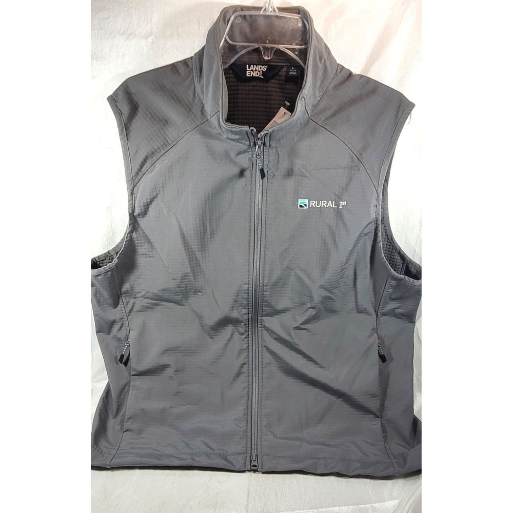 Lands End Gray Full Zip Vest w/ Rural 1st Lending Home Loans Logo - Large - NWT‎
